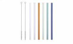 Glas-Trinkhalm-Set | mehrfarbig gerade